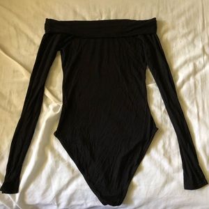 Black long sleeve off the shoulder bodysuit
